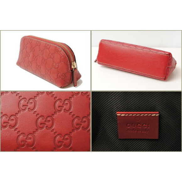 Gucci Cosmetic Pouch Guccissima GG Rouge Red - Picture 3 of 5